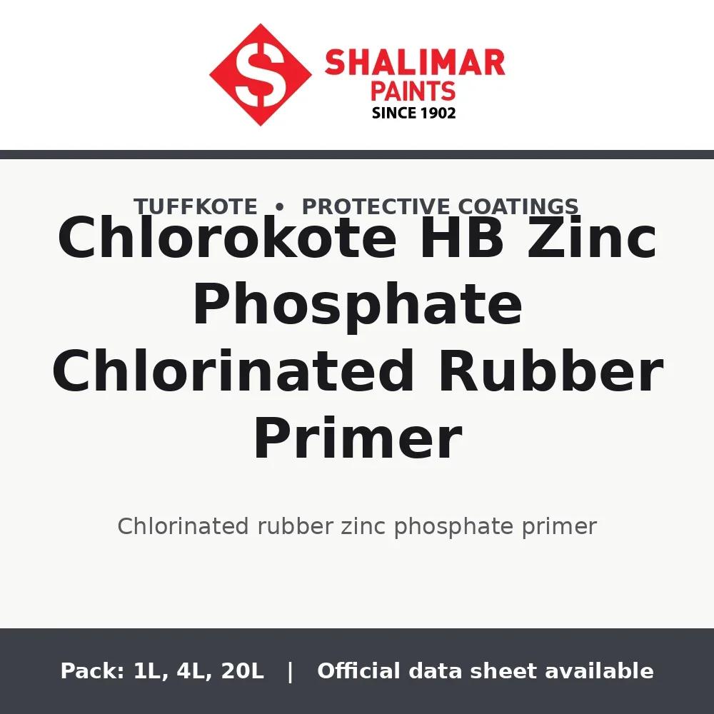 Shalimar Chlorokote HB Zinc Phosphate Chlorinated Rubber Primer - chlorinated rubber zinc phosphate primer by Shalimar Paints, 20L, 4L, 1L pack