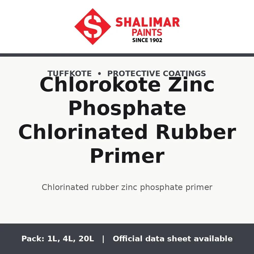 Shalimar Chlorokote Zinc Phosphate Chlorinated Rubber Primer - chlorinated rubber zinc phosphate primer by Shalimar Paints, 20L, 4L, 1L pack