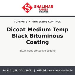 Shalimar Dicoat Medium Temp Black Bituminous Coating - bituminous protective coating by Shalimar Paints, 200L, 20L, 4L, 1L pack