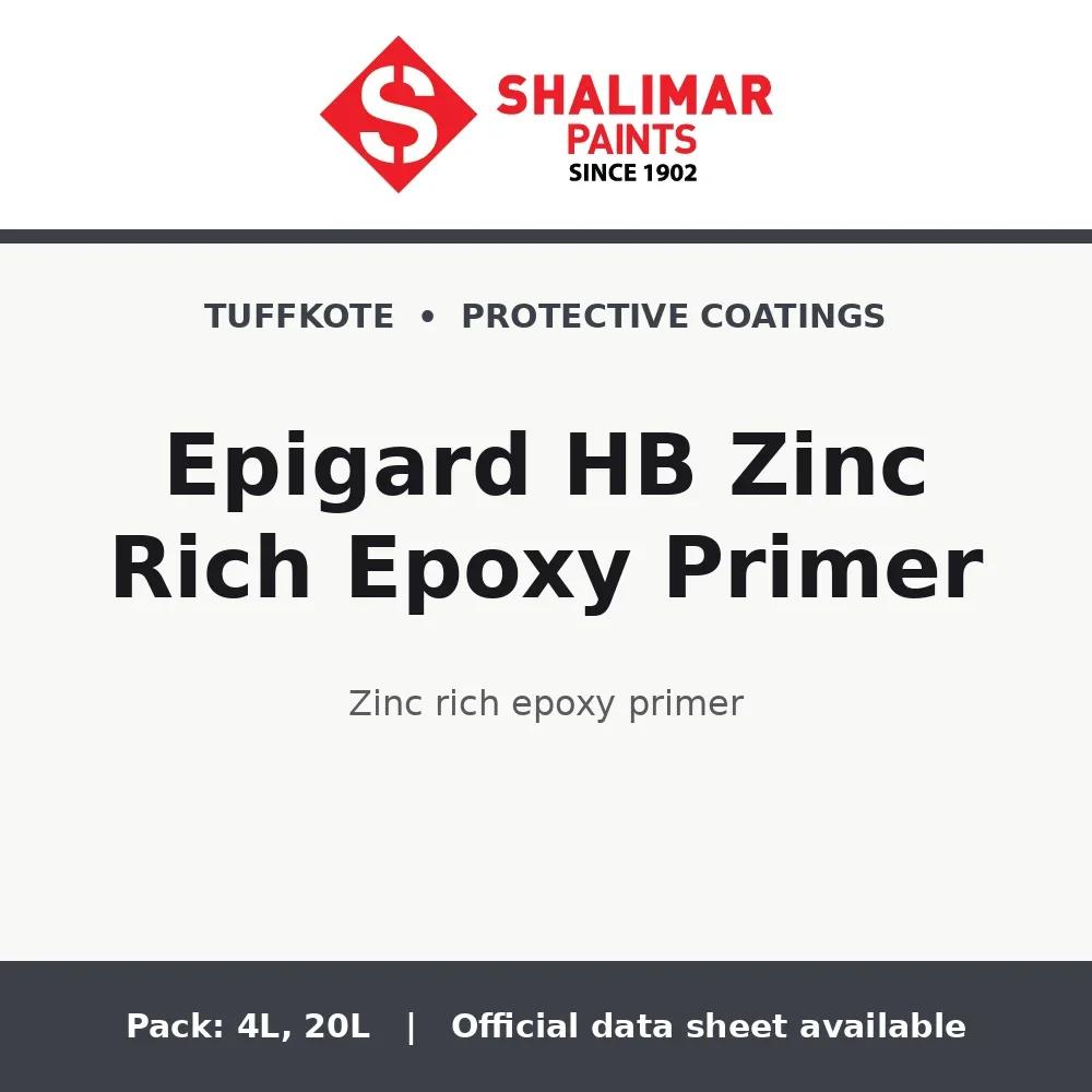 Shalimar Epigard HB Zinc Rich Epoxy Primer - zinc rich epoxy primer by Shalimar Paints, 20L, 4L pack