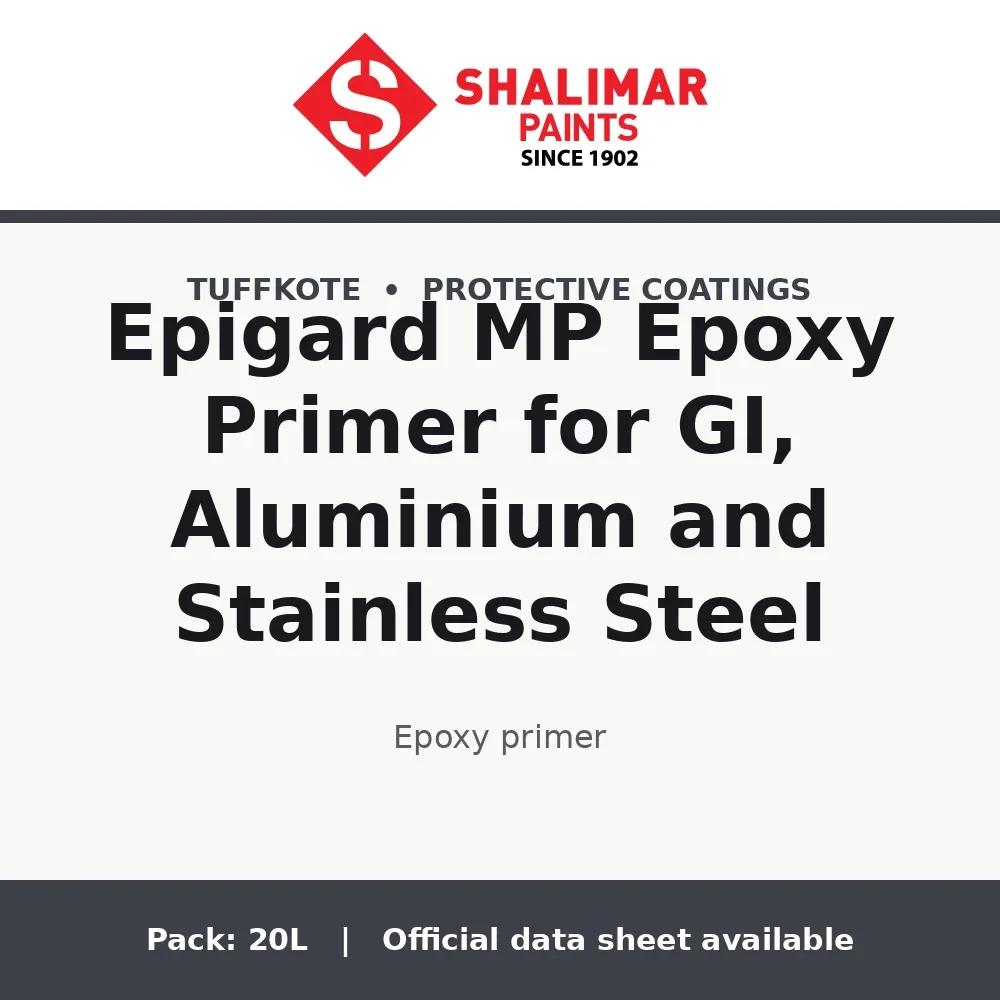 Shalimar Epigard MP Epoxy Primer for GI, Aluminium and Stainless Steel - epoxy primer by Shalimar Paints, 20L pack