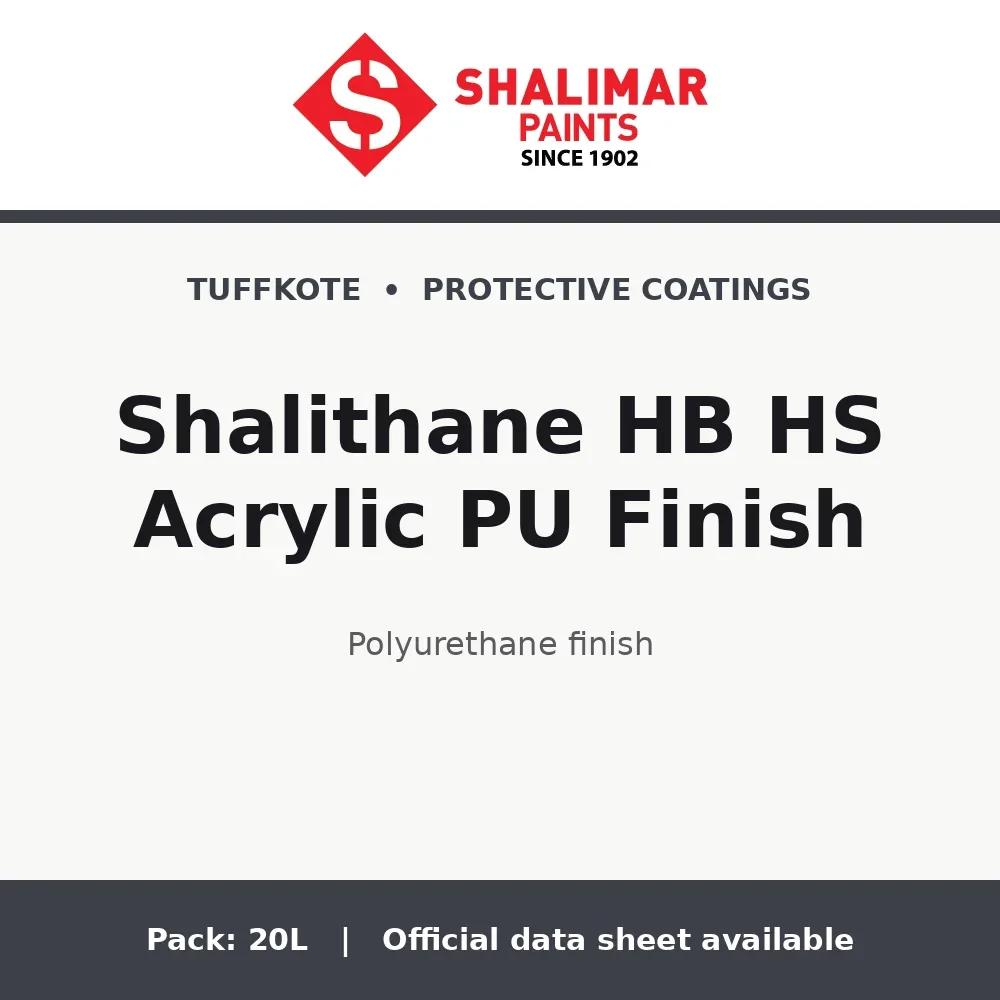 Shalimar Shalithane HB HS Acrylic PU Finish - polyurethane finish by Shalimar Paints, 20L pack