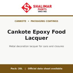 Shalimar Cankote Epoxy Food Lacquer - metal decoration lacquer for cans and closures by Shalimar Paints, 20L pack