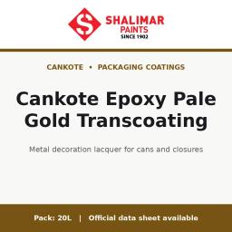 Shalimar Cankote Epoxy Pale Gold Transcoating - metal decoration lacquer for cans and closures by Shalimar Paints, 20L pack