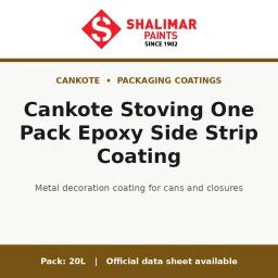 Shalimar Cankote Stoving One Pack Epoxy Side Strip Coating - metal decoration coating for cans and closures by Shalimar Paints, 20L pack