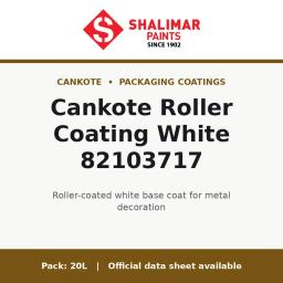 Shalimar Cankote Roller Coating White 82103717 - roller-coated white base coat for metal decoration by Shalimar Paints, 20L pack