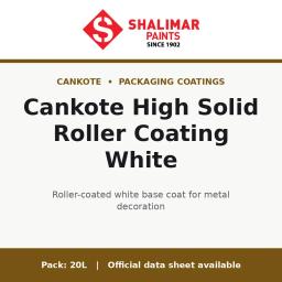 Shalimar Cankote High Solid Roller Coating White - roller-coated white base coat for metal decoration by Shalimar Paints, 20L pack
