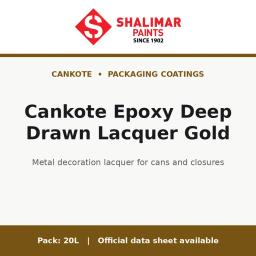 Shalimar Cankote Epoxy Deep Drawn Lacquer Gold - metal decoration lacquer for cans and closures by Shalimar Paints, 20L pack