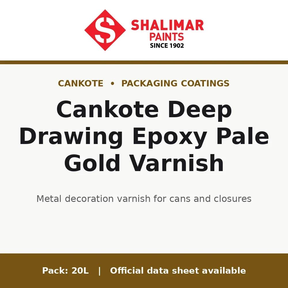 Shalimar Cankote Deep Drawing Epoxy Pale Gold Varnish - metal decoration varnish for cans and closures by Shalimar Paints, 20L pack