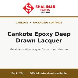 Shalimar Cankote Epoxy Deep Drawn Lacquer - metal decoration lacquer for cans and closures by Shalimar Paints, 20L pack