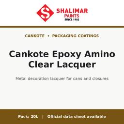 Shalimar Cankote Epoxy Amino Clear Lacquer - metal decoration lacquer for cans and closures by Shalimar Paints, 20L pack