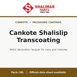 Shalimar Cankote Shalislip Transcoating - metal decoration lacquer for cans and closures by Shalimar Paints, 20L pack