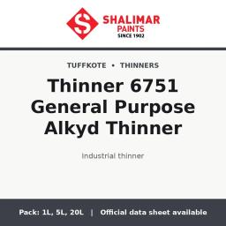 Shalimar Thinner 6751 General Purpose Alkyd Thinner - industrial thinner by Shalimar Paints, 20L, 5L, 1L pack
