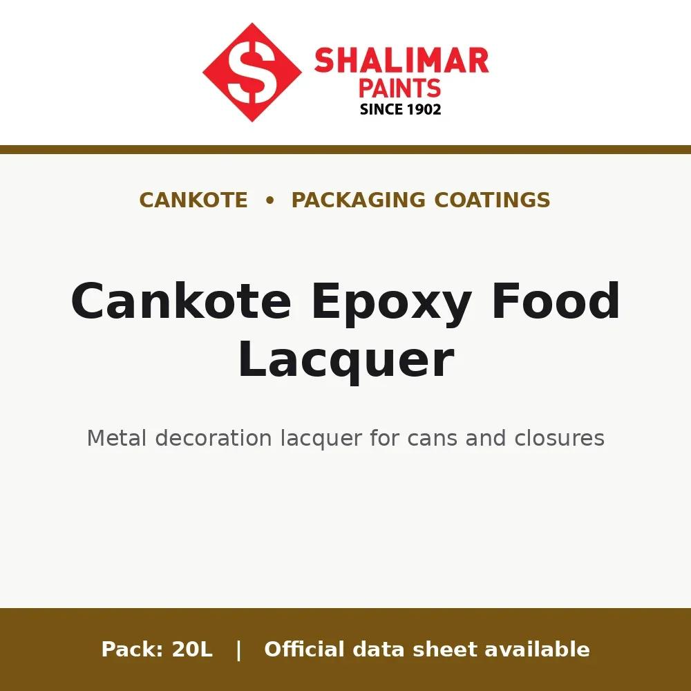 Shalimar Cankote Epoxy Food Lacquer - metal decoration lacquer for cans and closures by Shalimar Paints, 20L pack