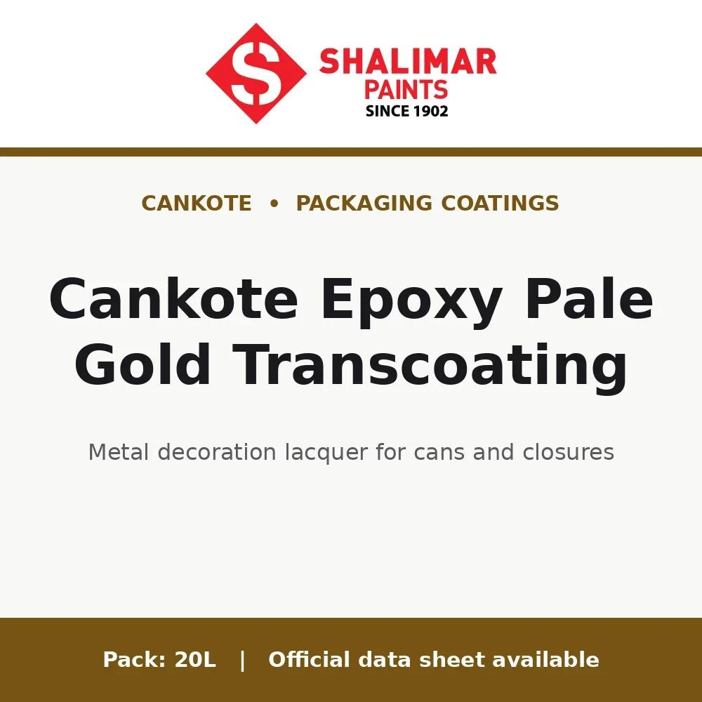 Shalimar Cankote Epoxy Pale Gold Transcoating - metal decoration lacquer for cans and closures by Shalimar Paints, 20L pack