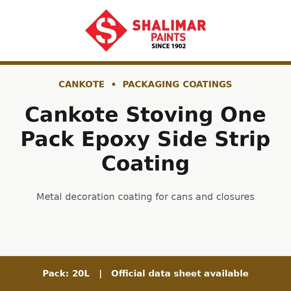 Shalimar Cankote Stoving One Pack Epoxy Side Strip Coating - metal decoration coating for cans and closures by Shalimar Paints, 20L pack