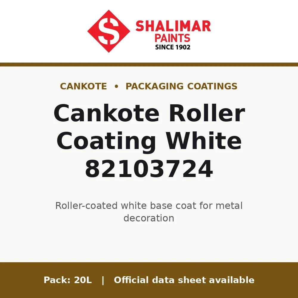 Shalimar Cankote Roller Coating White 82103724 - roller-coated white base coat for metal decoration by Shalimar Paints, 20L pack