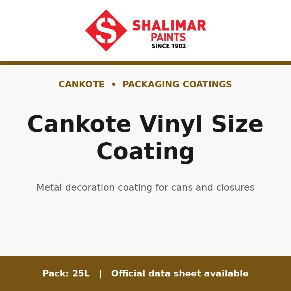 Shalimar Cankote Vinyl Size Coating - metal decoration coating for cans and closures by Shalimar Paints, 25L pack