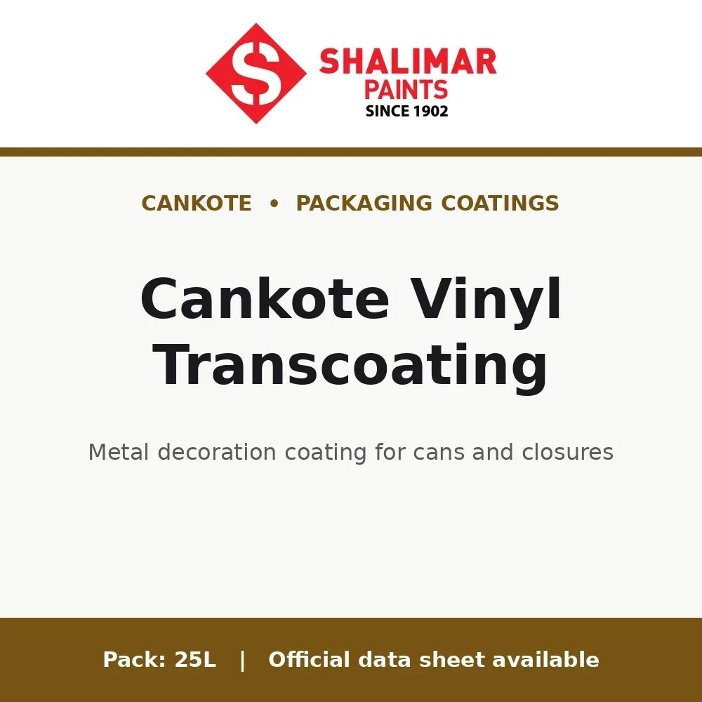 Shalimar Cankote Vinyl Transcoating - metal decoration coating for cans and closures by Shalimar Paints, 25L pack