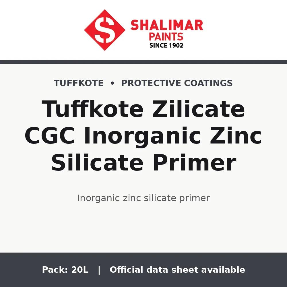 Shalimar Tuffkote Zilicate CGC Inorganic Zinc Silicate Primer - inorganic zinc silicate primer by Shalimar Paints, 20L pack